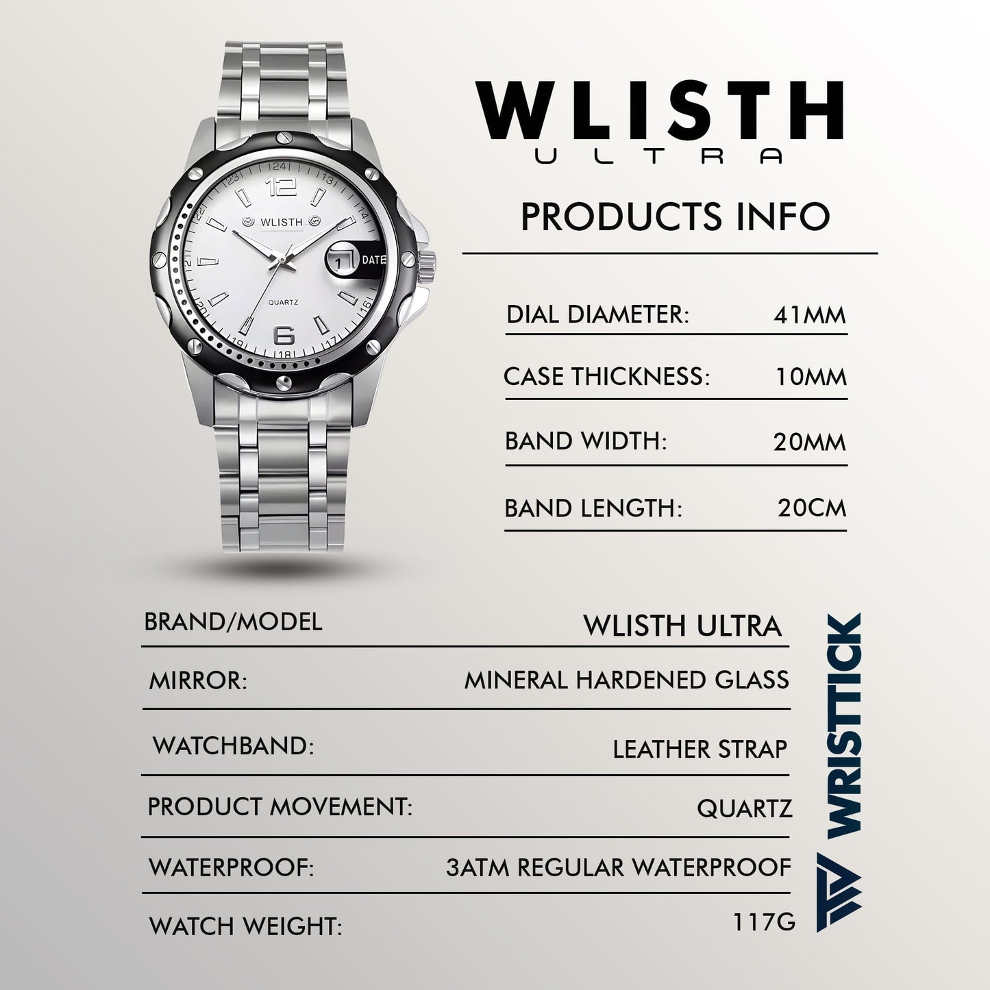 WLISTH Ultra | Durable Strong Luminous Date Calendar Business Watch