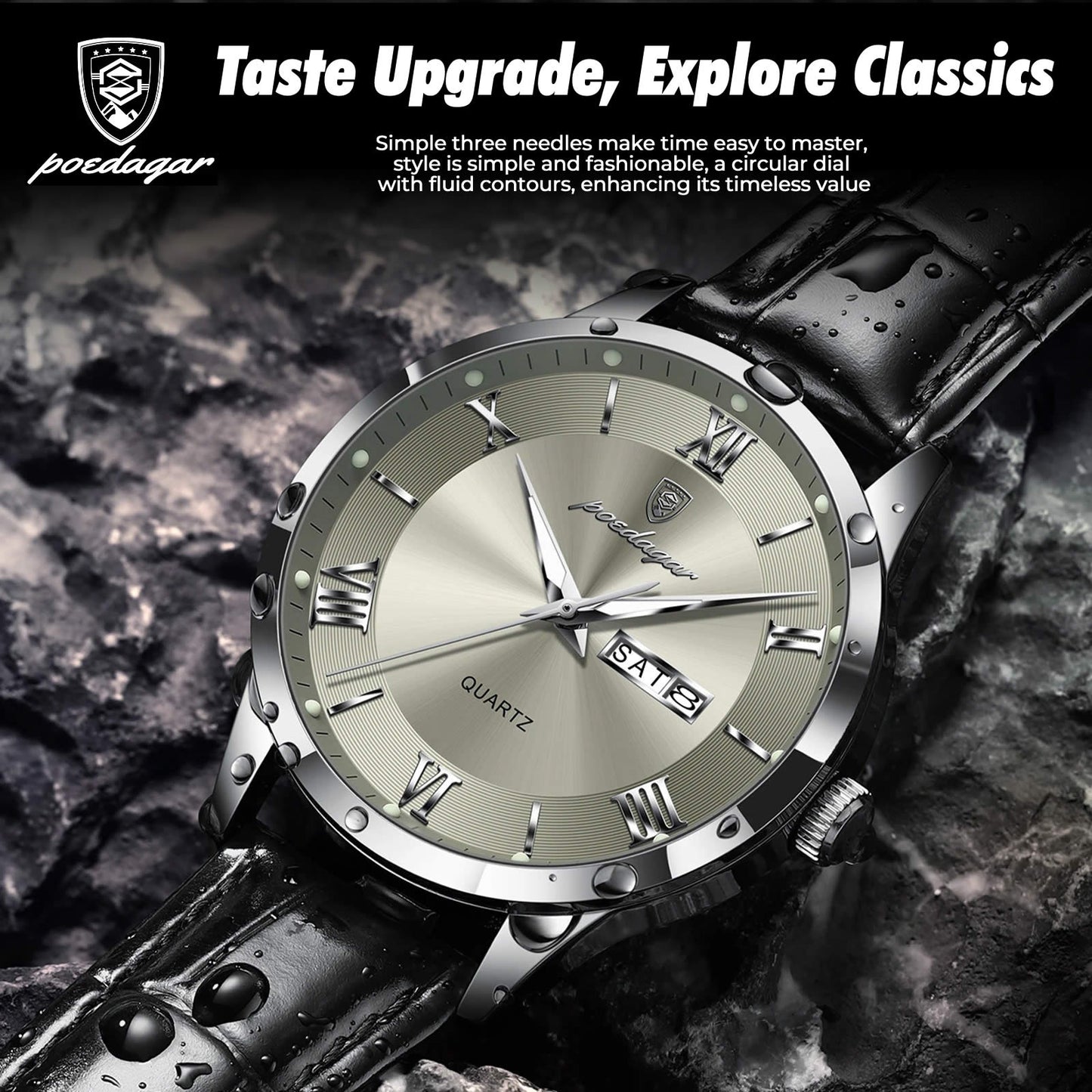 POEDAGAR IMPERIUM Luxury Leather Quartz Watch