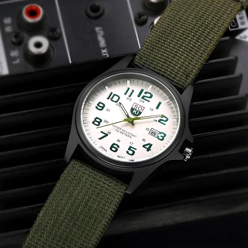 SOKI Army Green Man's Luxury Calendar Quartz Watch