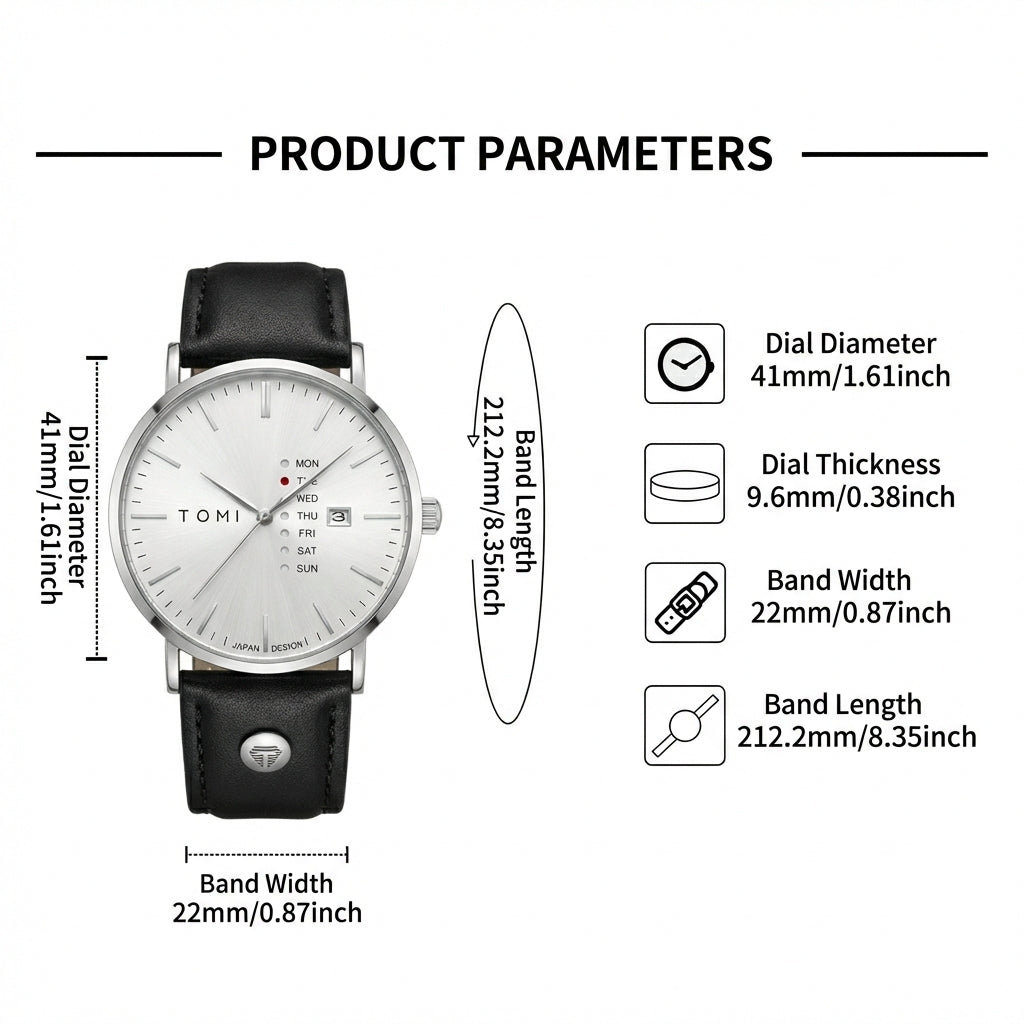 TOMI Prime Sleek Minimalist Quartz Watch