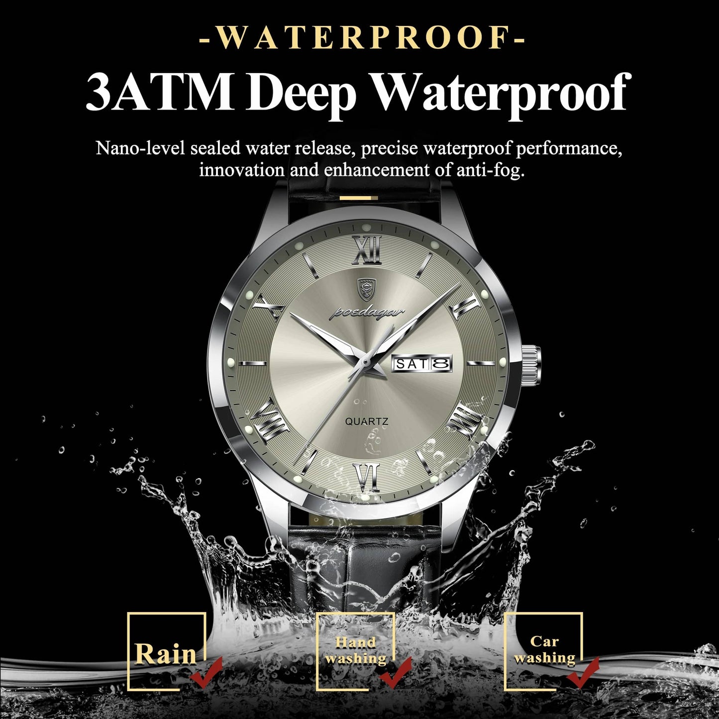 POEDAGAR IMPERIUM Luxury Leather Quartz Watch