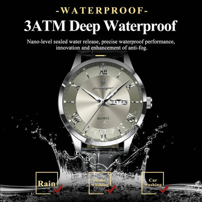 POEDAGAR IMPERIUM Luxury Leather Quartz Watch