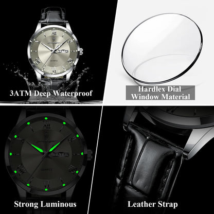 POEDAGAR IMPERIUM Luxury Leather Quartz Watch